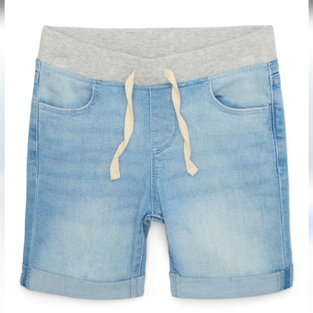 Wonder Nation Light Blue Denim Shorts with Drawstring